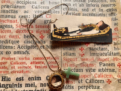 RARE RELIC St Cirillus Martyr: with hard stone cross and Holy card of the Martyr