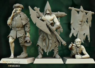 Zombie Command Unit, Wargames DnD RPG Fantasy Untote Zombie Krieger Miniatur