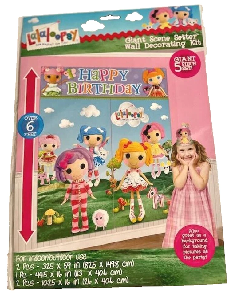 Lalaloopsy Feliz Cumpleaños Fiesta Decoración Pared Kit Póster Escena Setter Difícil de Encontrar Foto 2 de 3