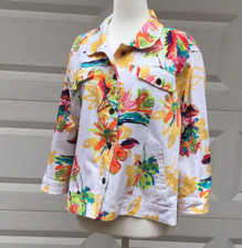 Multiples Jacket Womens Pxl Petite Floral Print Coastal Grandma White Orange Fun