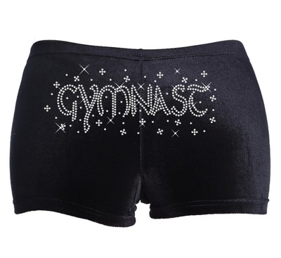 Varsany Gymnast Diamante Dance Shorts Leotard Black Stretch