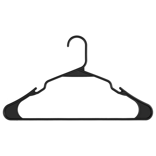 25pk Non Slip Flocked Coat Clothes Hangers Trouser Hanging Space Saving - Black - Picture 2 of 7