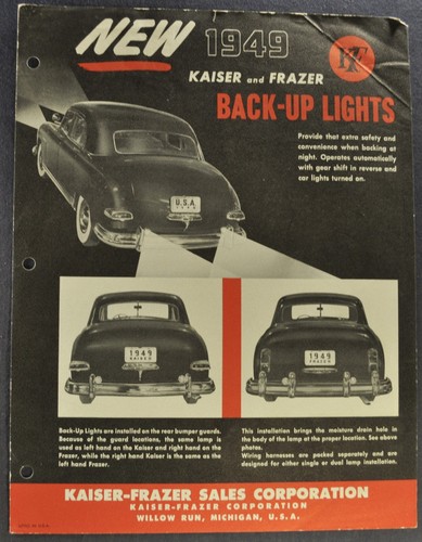 1949 Kaiser Frazer Back-Up Lights Accessories Brochure Sheet Original 49