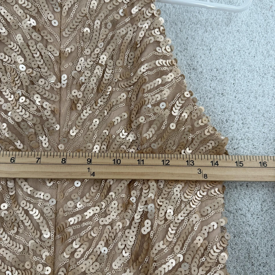 Vestido Donna Morgan Mujer 6 Champagne Lentejuelas Halter Maxi Formal Vestido de Noche Foto 4 de 4