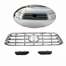 For 2008-2010 Toyota Highlander Front Upper Chrome Grille with Bumper bracket