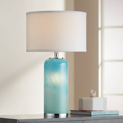 Nimbus Modern Accent Table Lamp 22'' High Blue Art Glass LED Nightlight Bedroom