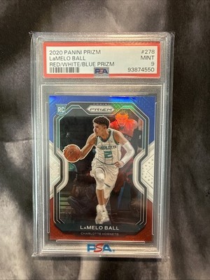 2020-21 Panini Prizm LaMelo Ball RC Red, White and Blue Prizm Rookie #278 PSA 9