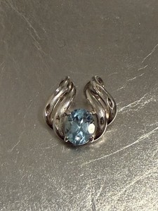 925 Sterling Silver Oval Blue Topaz Pendant Enhancer