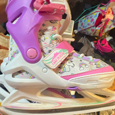 Youth Adjustable Recreational Ice Skates Unicorn White/Pink/Purple Yth 7-4