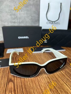CHANEL SUNGLASSES BLACK WHITE FRAME 100% AUTHENTIC CLASSIC 6056