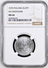 Poland 1975 - 1 Zloty No Mintmark - NGC MS 66
