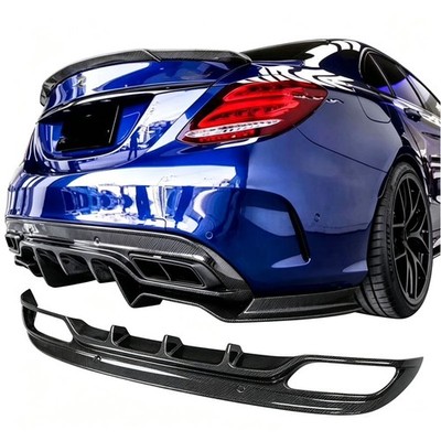 Real Carbon Fiber Rear Bumper Diffuser For Benz W205 C250 C300 C43 C63 2015-2019