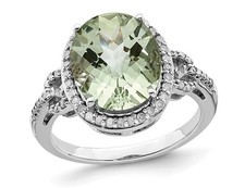 4.55 Carat ctw Oval-Cut Green Quartz Ring in Sterling Silver