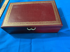 Vintage Mele Jewelry Box Drawer 2 Tier Burgundy Maroon Wine Tan