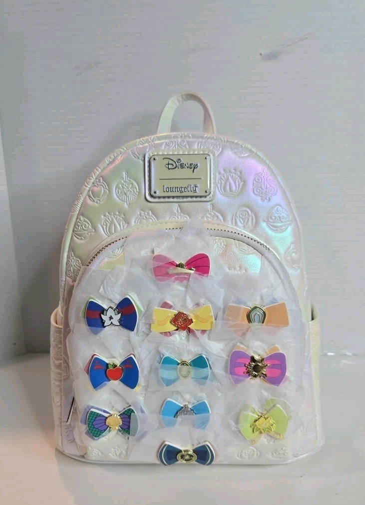 Loungefly Hard Tag Disney Princess Bows Iridescent White  display picture 3