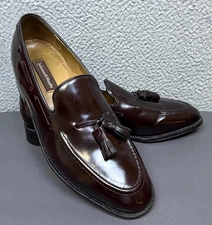 JOHNSTON & MURPHY Shoes Mens 11 D Burgundy Leather Tasseled Dress Loafers