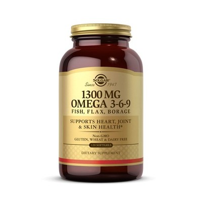 Solgar 1300 mg Omega 3-6-9 120 Softgels Fish Oil Supplement Support for Joint &