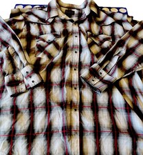 Plains Western Wear Pearl Snap Shirt Mens Xl Plaid Long Sleeve Cowboy