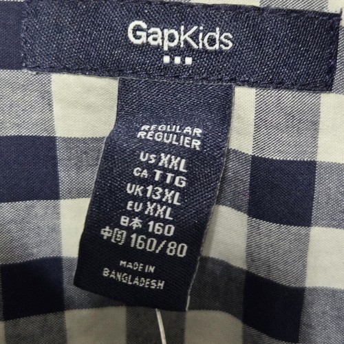 Gap Kids Shirt Boys 2XL Navy White Gingham Plaid Button Down Long Sleeve Casual - Picture 9 of 11