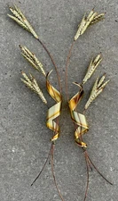 Vintage Wheat Stalk Wall Hanging Set Metal Brass Hollywood Regency Mid-Century 