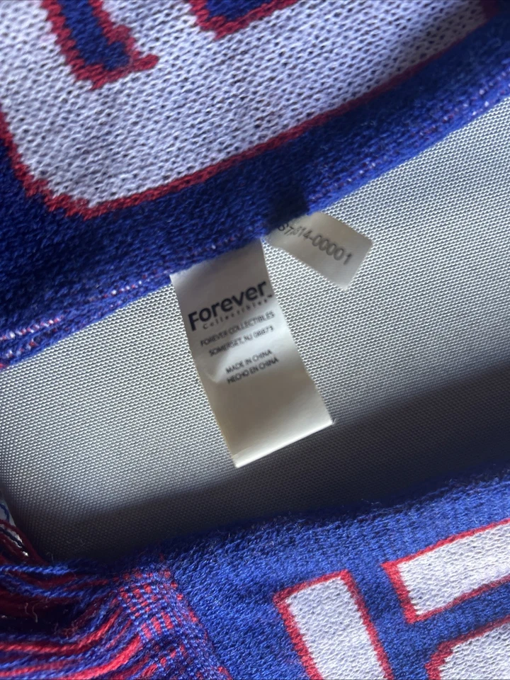 Forever Collectibles Scarf NY Giants Red White Blue Multicolor Fringe - Image 4 of 4