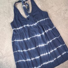 NWT American Eagle Women's Tie-Dye Halter Mini Dress Size XL Blue White Flowy