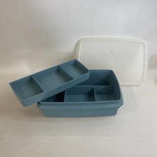 VINTAGE Tuppercraft Tupperware Blue Stow N Go 3pc Container Craft Storage 767-2