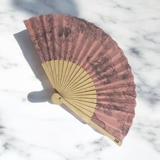 Christian Dior Pink Toile de Jouy Print Folding Fan Wood Handle Luxury Accessory