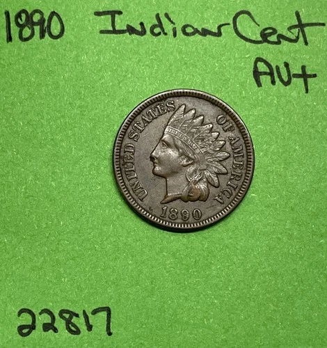 1890 Indian Head Cent / Penny 1c AU About Uncirculated