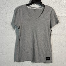 Calvin Klein Women's V-Neck T-Shirt, Grey Small