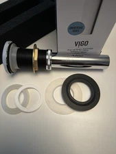 Vigo Matte Black Push/Pop-Up Drain Assembly VG07000MB Without Overflow Fits 1.75