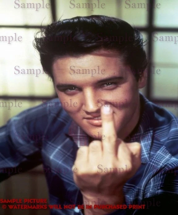 ELVIS PRESLEY MIDDLE FINGER PRINT 8" x 10" ELVIS PRESLEY WALL ART HOME DECOR