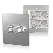 12V Dimmer Switch, DC12V-24V Double Dimmer Light Switch, 120W 5A High Side PW...