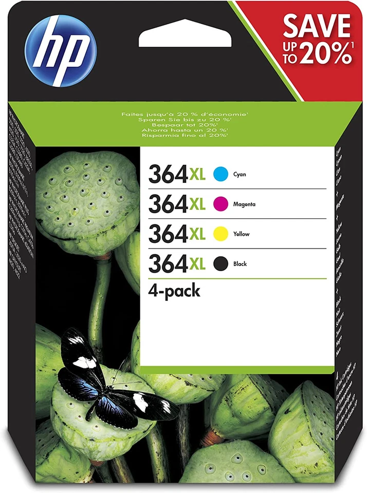 HP 364XL N9J74AE Multipack CMYK, cartouche d'encre authentique, haute capacité - - Photo 1/1
