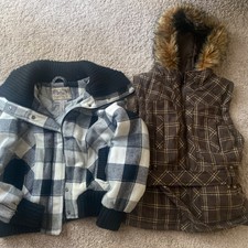 Clique Plaid Fall Vest With Fur Collar American Rag Buffalo Plaid Coat Lot