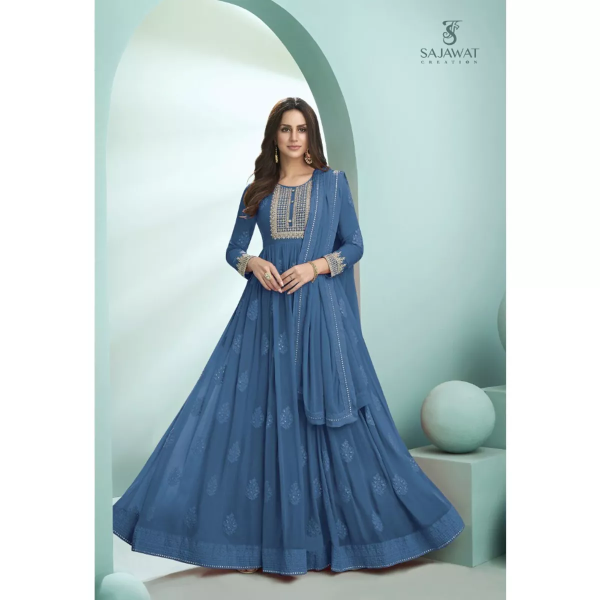 Party wear stitched best sale gown