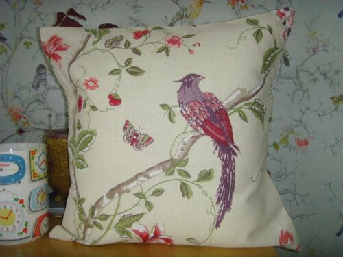 MADE  in LAURA ASHLEY CREAM SUMMER PALACE LINEN   PRINT  CUSHION COVER 16in pad - Picture 1 of 2