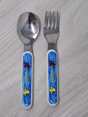 Vintage Disney s Little Mermaid Kids Spoon & Fork Stainless Steel Silverware