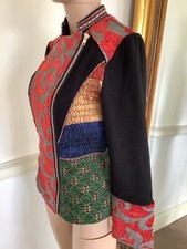Lulu-h Lovely Knit, Woven & Printed Patchwork Single Breasted Jacket, Size S