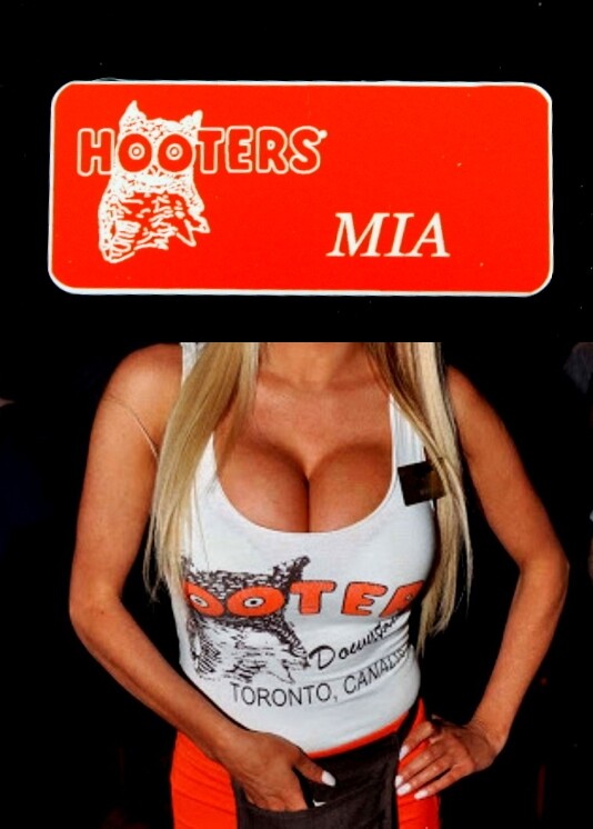 Hooters Uniform Mia Name Tag Pin Back Dress Role Play Costume Accessory