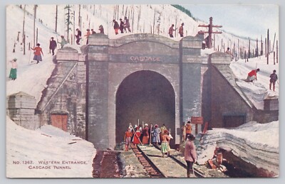 Postcard Washington Cascade Mountains Tunnel Western Entrance c1910