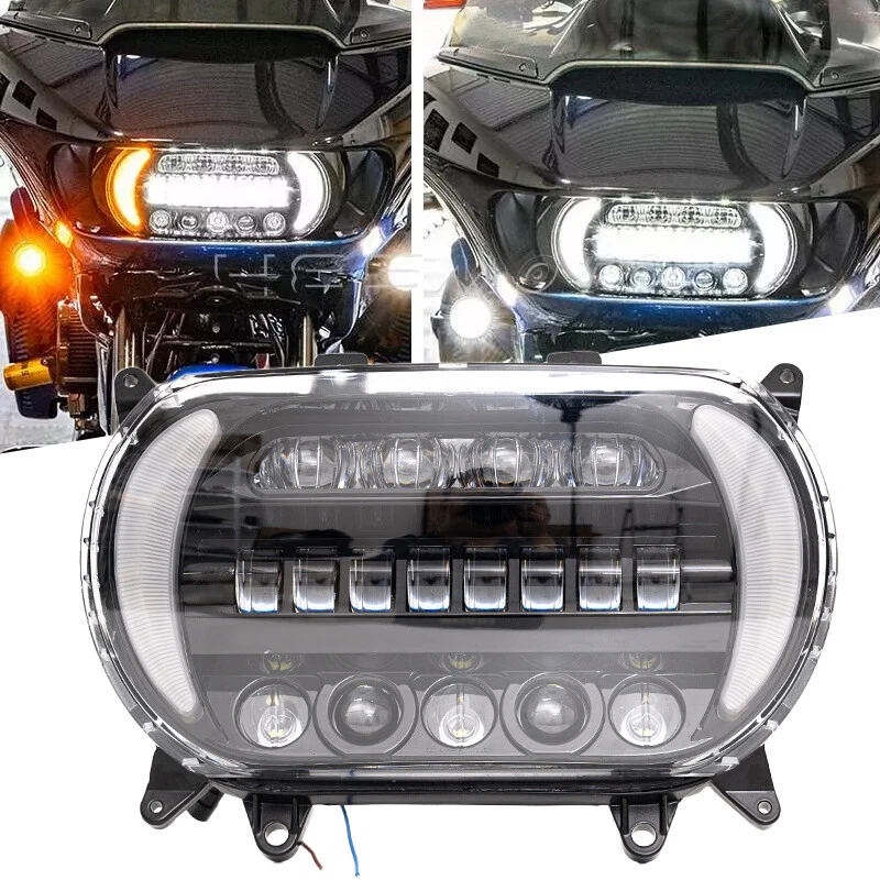 Fit For Harley Road Glide FLTR FLTRX FLTRU 2015-2023 LED DRL Headlight Projector - Image 3 of 4