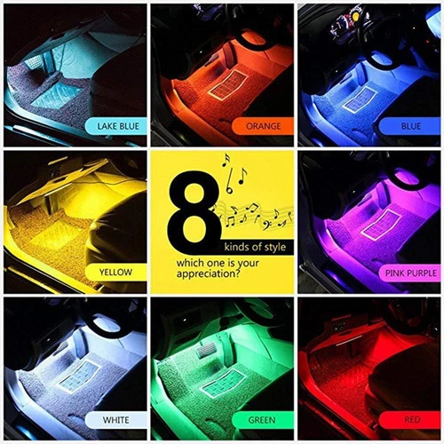 Car Interior Footwell 48LED Strip Lights RGB Multicolour Remote Atmosphere Lamp - Picture 13 of 13