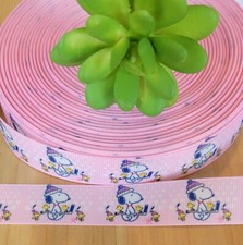 7/8" 1 YD Snoopy Ice Hockey Grosgrain Ribbon Woodstock Ice Skates Hockey Stick