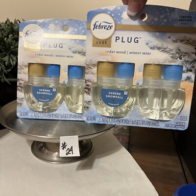 Febreze Plug Refill Odor-Fighting Air Freshener Serene Snowfall Scent, 4 Count