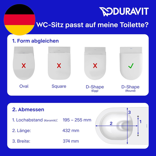 Duravit Wc-Sitz Univavo, Wc-Sitz D-Shaped Compact, Klobrille Mit Doppelter Absen - Bild 7 von 12