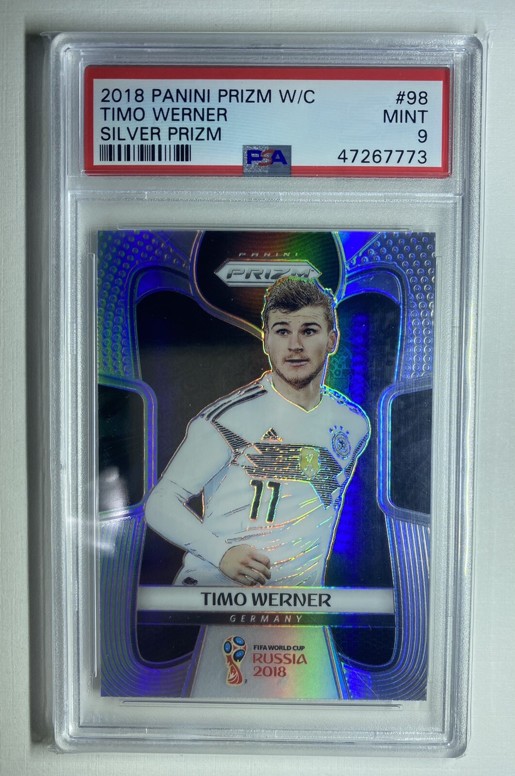 2018 Panini Prizm W/C Silver Prizm #98 Timo Werner PSA 9 GEM MINT