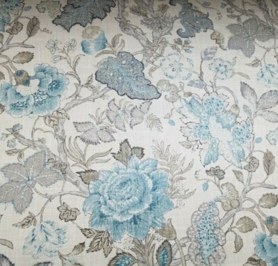 Domenica in Mist BTY 54'' Wide P Kaufmann Linen / Rayon Blue Grey Jacobean Floral