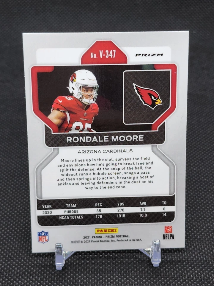RONDALE MOORE 🏈 2021 Panini Prizm Silver Variation Rookie V-347 RC  - Image 2 of 2