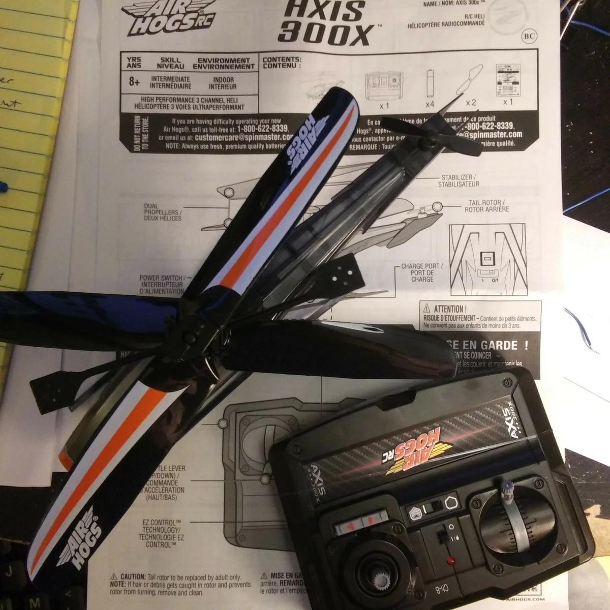 AIR HOGS AXIS 300X HIGH PERFORMANCE 3 CHANNEL RC HELI HELICOPTER Gray
